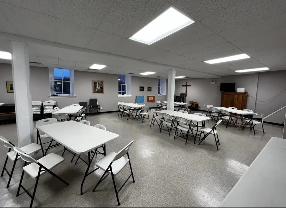 Hall with tables and chairs